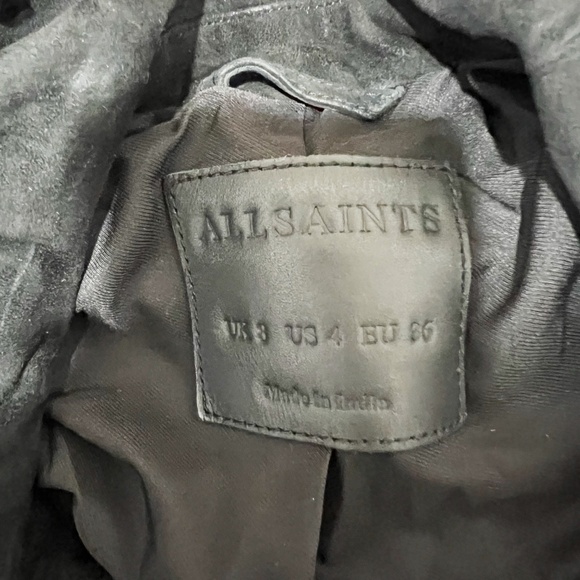 All Saints Women's Balfern Genuine Suede Leather Star Studded Embellished Jacket - Picture 2 of 4